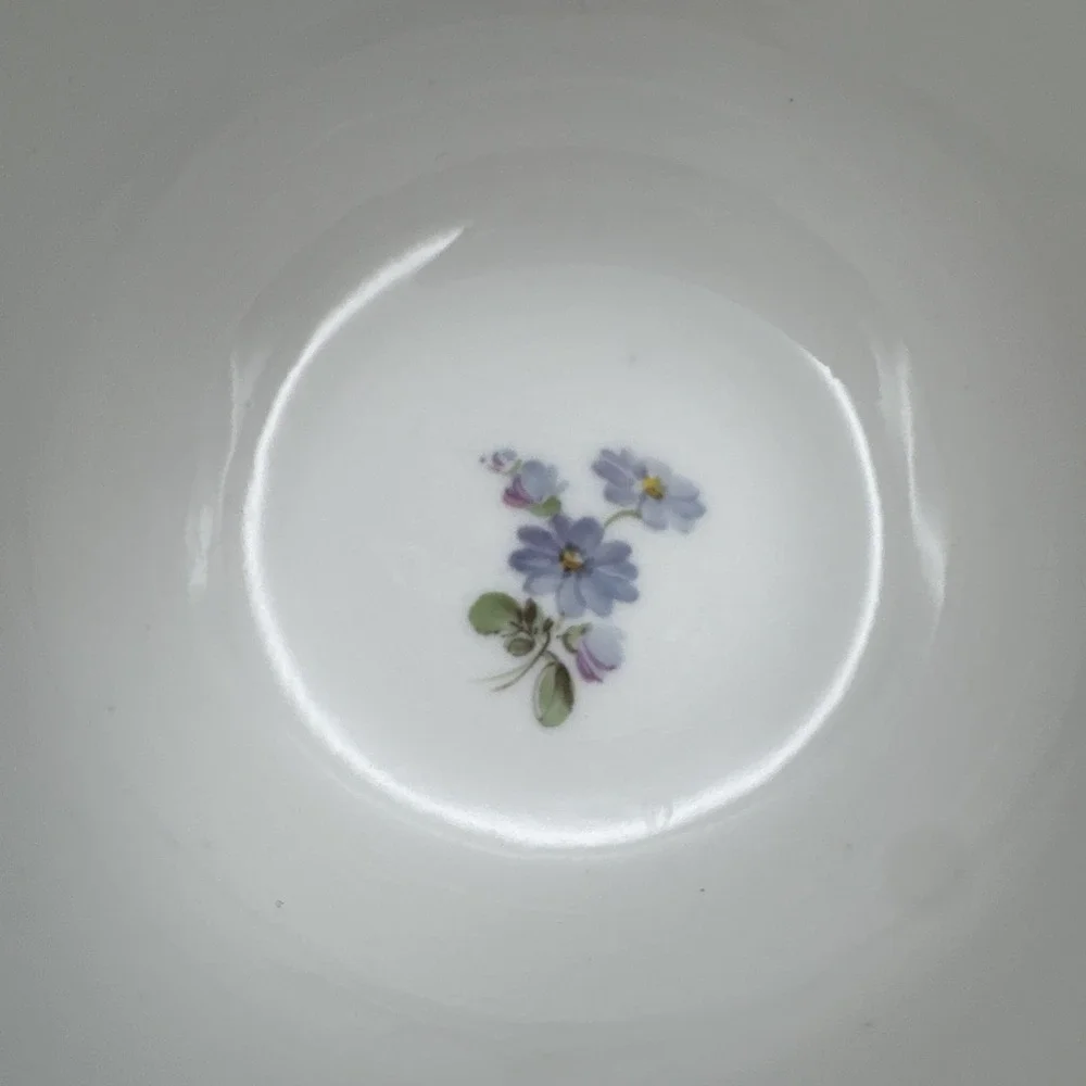 Meissen Flat Cup & Saucer Set Chinoiserie X Mark Crossed Swords Floral AS IS # 2